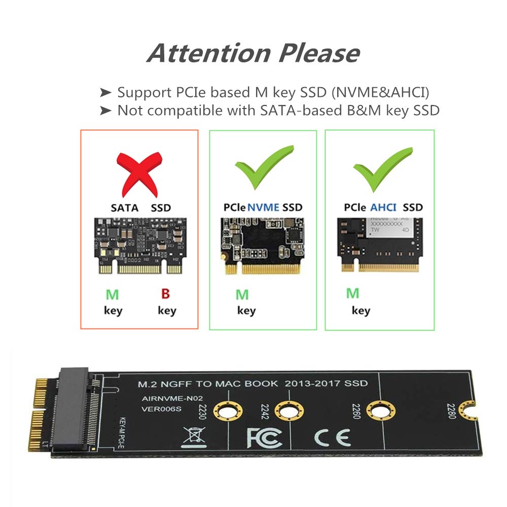 M.2 Nvme Ssd Convert Adapter Card For Upgrade Macbook Air (2013 2017)